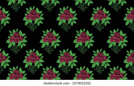 Seamless beautiful floral pattern, green leafy flower.