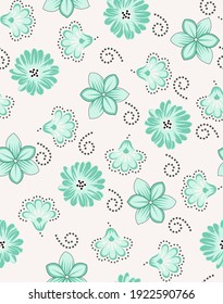 Seamless beautiful floral pattern with polka dot and vintage background
