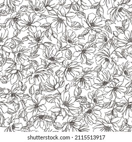 Seamless and beautiful flower illustration pattern,