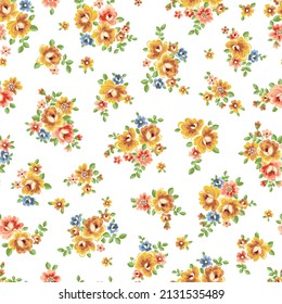 Seamless and beautiful flower illustration pattern,