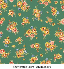 Seamless and beautiful flower illustration pattern,