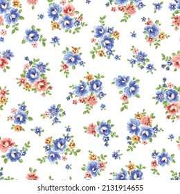 Seamless and beautiful flower illustration pattern,