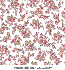 Seamless and beautiful flower illustration pattern,