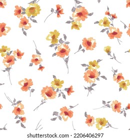 Seamless and beautiful flower illustration pattern,