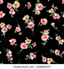 Seamless and beautiful flower illustration pattern,