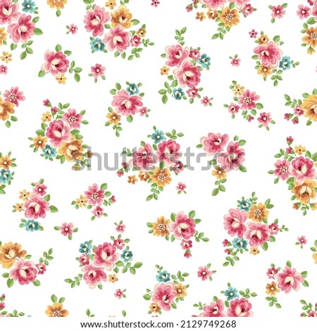 Seamless and beautiful flower illustration pattern,