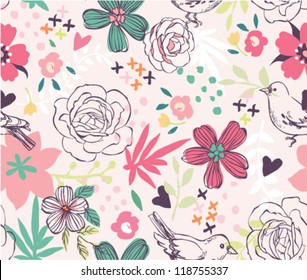 seamless beautiful flower pattern vector background