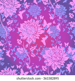 Seamless beautiful flowers asters for decoration and printing