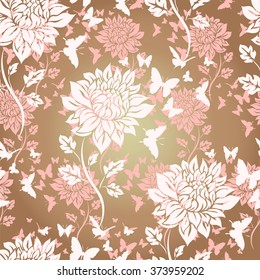Seamless beautiful flowers asters for decoration and printing