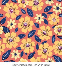 Seamless Beautiful Flowers Pattern Vector