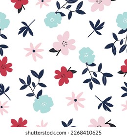 Seamless beautiful hand drawn flowers pattern background  for wallpaper,gift wrapping,packaging seamless vector background design 
