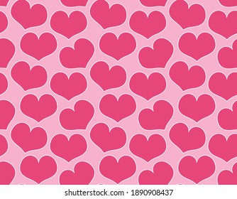 Un hermoso patrón cardíaco impecable. Símbolos rosa brillante en un fondo claro. Papel de embalaje de vacaciones. Día de San Valentín. Amor. Boda