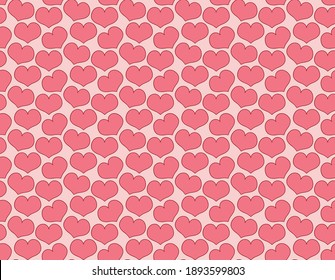 A seamless beautiful heart pattern. Bright pink symbols on a light background. Holiday wrapping paper. Valentines Day. Love. Wedding
