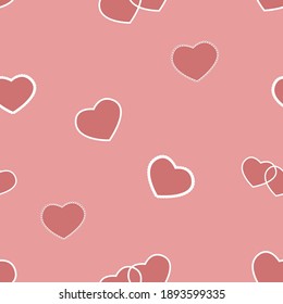 A seamless beautiful heart pattern. Red symbols on a gentle background. Holiday wrapping paper. Valentines Day. Love. Wedding