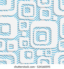 Seamless Beautiful Pattern. Abstract Squares Background. White Origami Wallpaper. Art Graphic Design