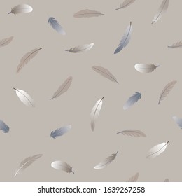Seamless beautiful pattern with feathers. Vector illustration