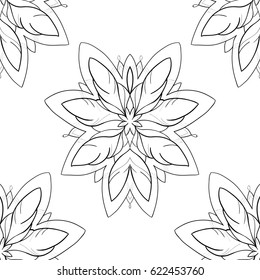 Seamless beautiful pattern of flowers on a white background.