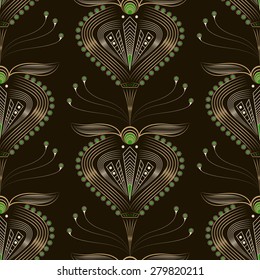 Seamless beautiful pattern graphic ornament. Floral stylish background. Vector repeating texture with stylized waves