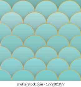Seamless beautiful pattern of mermaid, fish scales, bright background, decorative vector illustration