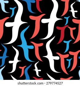 seamless beautiful patterns of seagulls on a black background
