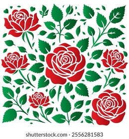 Seamless Beautiful Rose Pattern. Red rose pattern