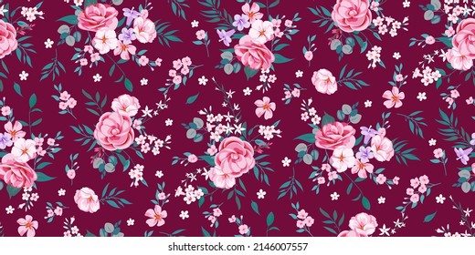 Seamless beautiful spring floral background for summer dresses