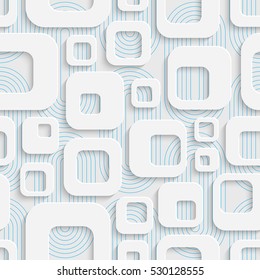 Seamless Beautiful Square Pattern. Abstract Ornament Background. White Origami Wallpaper. Art Graphic Design