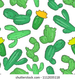 Seamless beautiful summer pattern decorated with cactuses. EPS10.