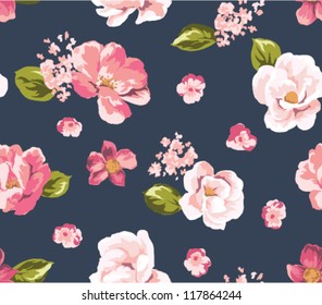 seamless beautiful vintage flower pattern background