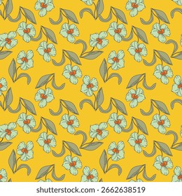 Seamless beautiful vintage flower pattern textile design