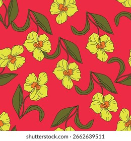 Seamless beautiful vintage flower pattern textile design