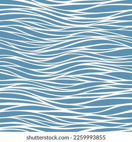 Seamless beautiful waves. Vector blue marine pattern. Stylized design