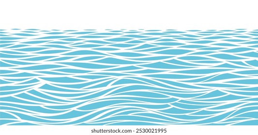 Seamless beautiful waves. Vector blue marine pattern. Stylized design.
