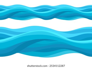 Nahtlose schöne Wellen. Vektorblaues Seemuster. Stilisiertes Design