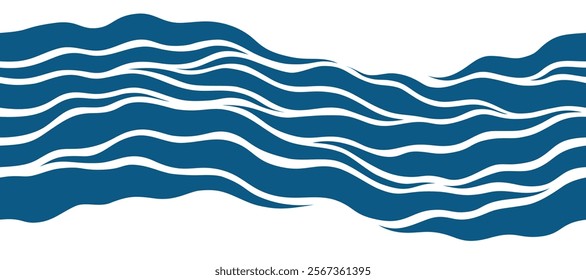 Seamless beautiful waves. Vector blue marine pattern. Stylized design.
