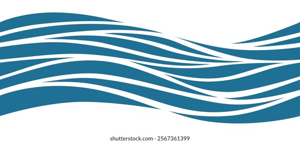 Seamless beautiful waves. Vector blue marine pattern. Stylized design.
