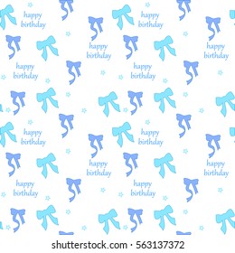 Seamless beauty bow pattern. Cute fashion illustration. Decorative background.Happy birthday.
