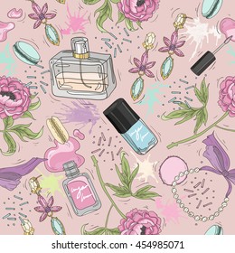 seamless beauty pattern with accessory