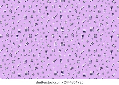 Nahtlose Schönheits-Vorlage auf violettem Hintergrund.