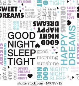 Seamless Bedroom Sleep Good Night Dream Tight Background Pattern In Vector