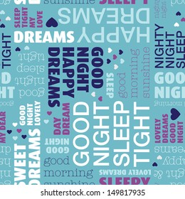 Seamless bedroom sleep good night dream tight background pattern in vector