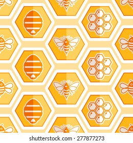 Seamless bee and honey pattern