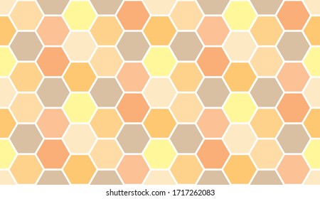 Seamless bee honeycomb pattern, art background template. Vector honey texture