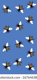 Seamless bee pattern background. Bee flat design.