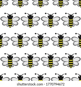 Seamless bee pattern for textiles, packaging, texture and simple backgrounds