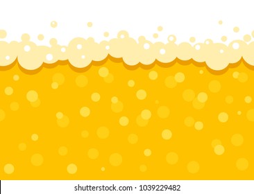 Seamless beer background with foam and bubbles. Pattern wallpaper beer  oktoberfest . flat Vector illustration.