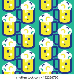 Seamless Beer Glass Pattern Icon Vector