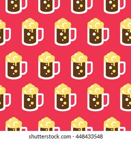 Seamless Beer Glass Pattern Vector