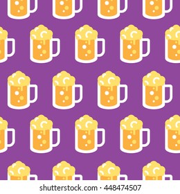 Seamless Beer Glass Pattern Vector