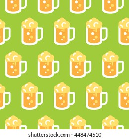 Seamless Beer Glass Pattern Vector